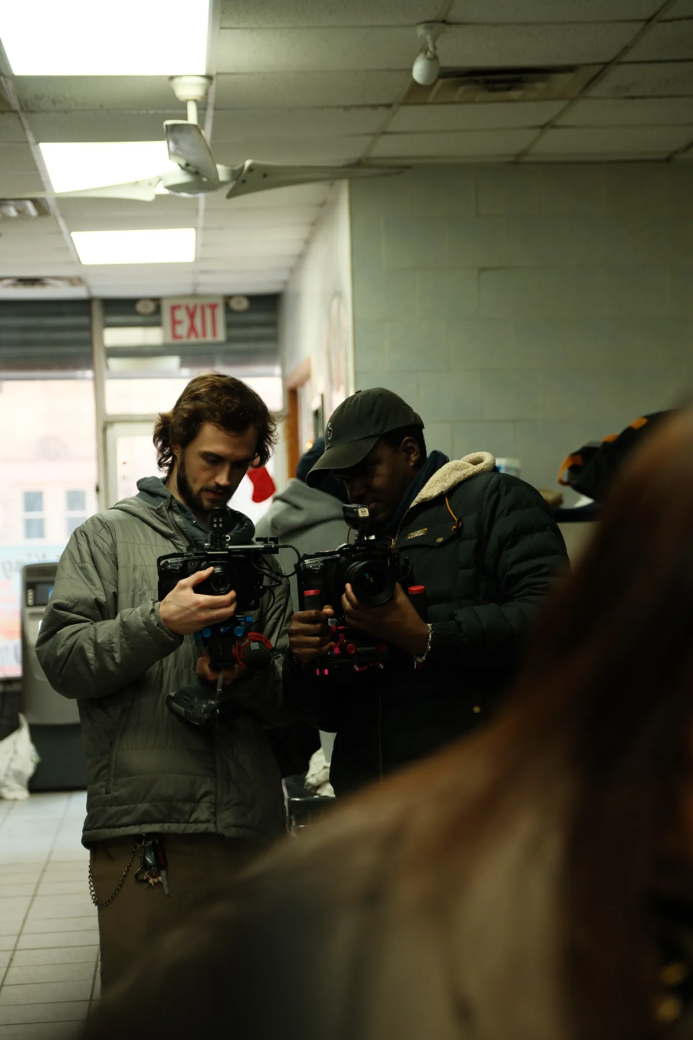 Film crew on set during the campaign shoot