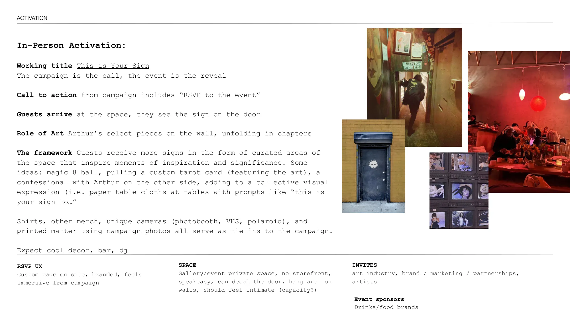Activation plan for the This Is Your Sign event at Format